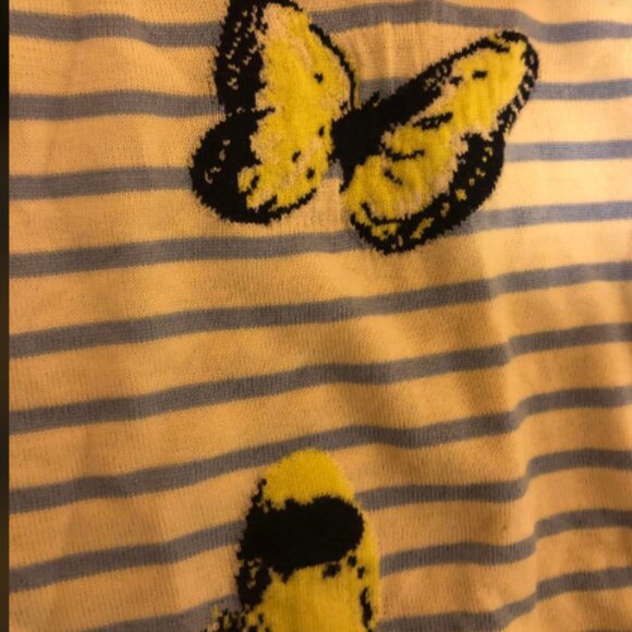 J. Crew Tippi Striped Butterfly Merino Wool Sweater Sz L - Picture 3 of 6